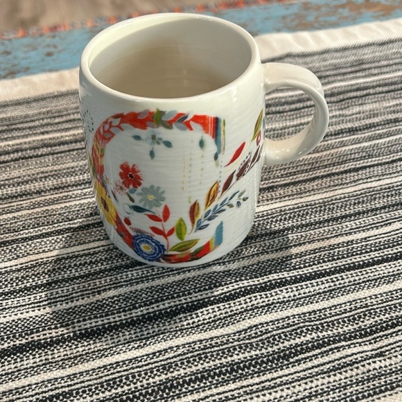 Anthropologie Petal Palette Monogram C Mug Cup 14 oz Starla M. Halfmann Floral - Picture 2 of 7